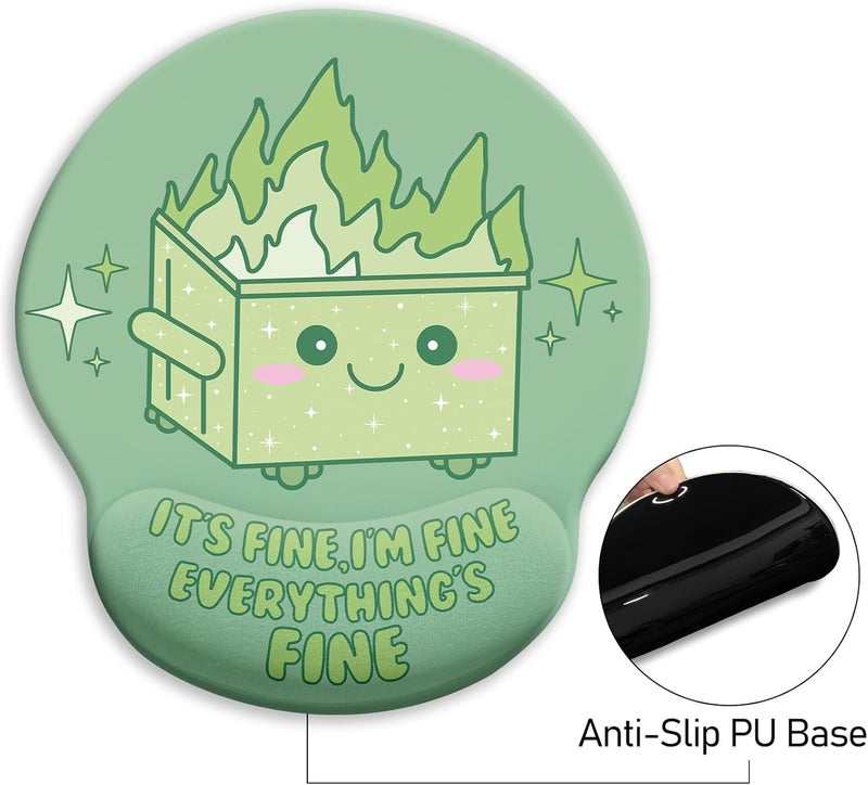 Blusabaca Dumpster on Fire Mouse Pad with Wrist Rest, Funny Cute Ergonomic Mouse Pads for Desk Wrist Support, Mousepad for Wireless Mouse Gaming Work Home Desk Accessories Office Supplies Decor Women - Image 5